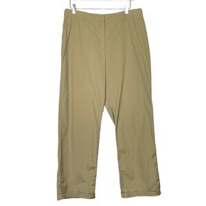 J Jill Pants Womens 14W Khaki Tan 100% Cotton Flat Front Adjustable Side Buttons